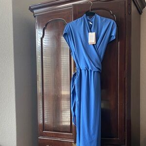 MM Lafleur Elegant Blue Wrap Dress
